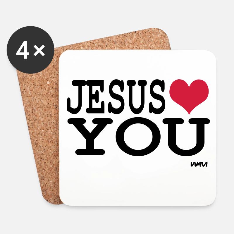 jesus loves you - Untersetzer (4er-Set) - Weiß