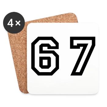 Number - 67 - Sixty Seven - Coasters (set of 4) - white - Front