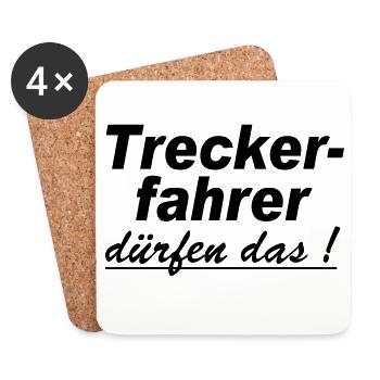 Traktor , Trecker , Trecker , Treckerfahrer(25) - Untersetzer (4er-Set) - Weiß - Vorne