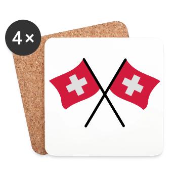 Schweizer Flaggen - Untersetzer (4er-Set) - Weiß - Vorne