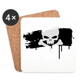 drapeau de pirate peint avec un coup de pinceau - Dessous de verre (lot de 4) - blanc - Devant