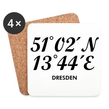 Dresden Koordinaten - Untersetzer (4er-Set) - Weiß - Vorne