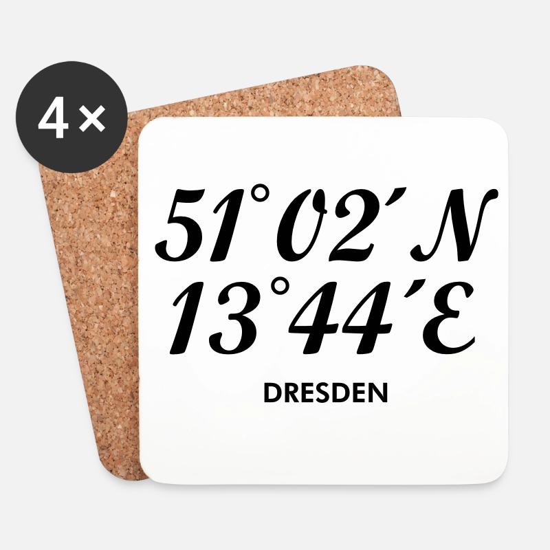 Dresden Koordinaten - Untersetzer (4er-Set) - Weiß