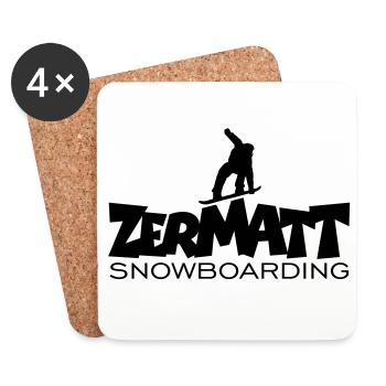 Zermatt Snowboarding - Dessous de verre (lot de 4) - blanc - Devant