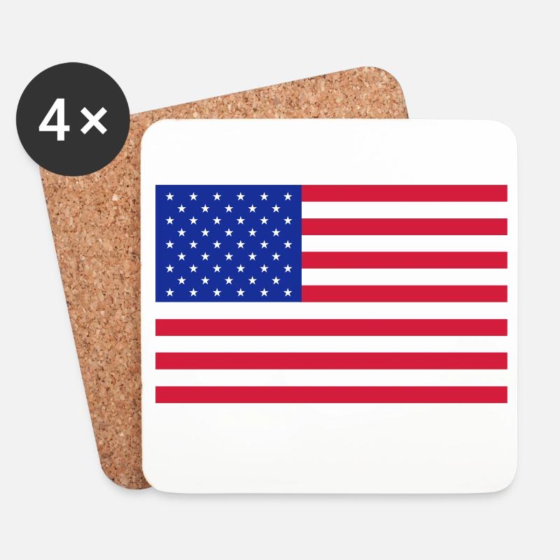 Flagge Amerika - Untersetzer (4er-Set) - Weiß