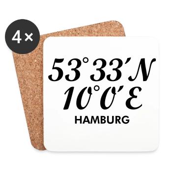 Hamburger Koordinaten von Hamburg - Untersetzer (4er-Set) - Weiß - Vorne