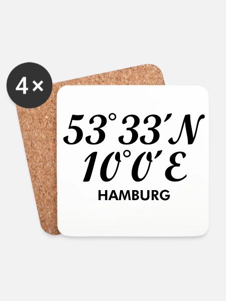 Hamburger Koordinaten von Hamburg - Untersetzer (4er-Set) - Weiß