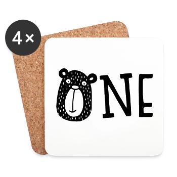 Endlich One - Geburtstag - Geschenk - Bär - Geburt - Untersetzer (4er-Set) - Weiß - Vorne
