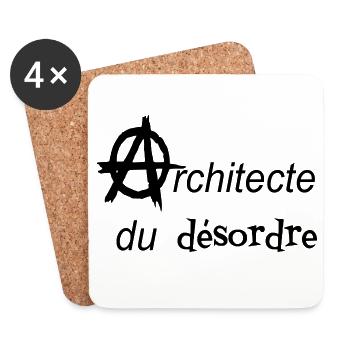 T-Shirt Anarchyarchitekt der Durcheinander-Taschentasche - Untersetzer (4er-Set) - Weiß - Vorne