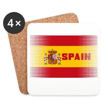 Espagne Espana pavillon espagnol - Dessous de verre (lot de 4) - blanc - Devant