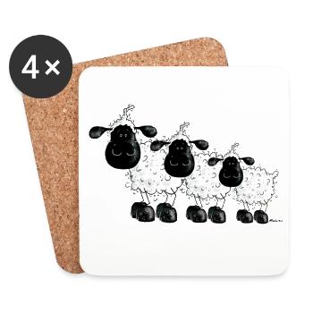 Sheep Shirt - cute and funny t-shirt design - Coasters (set of 4) - white - Front