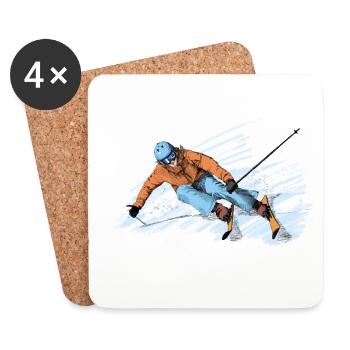 Skiing - Untersetzer (4er-Set) - Weiß - Vorne