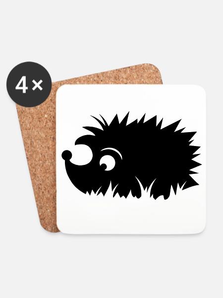 Igel in der Wiese - Untersetzer (4er-Set) - Weiß