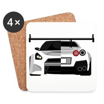 Gtr skyline Autos Tuner Racing Symbol Collage Logo - Untersetzer (4er-Set) - Weiß - Vorne