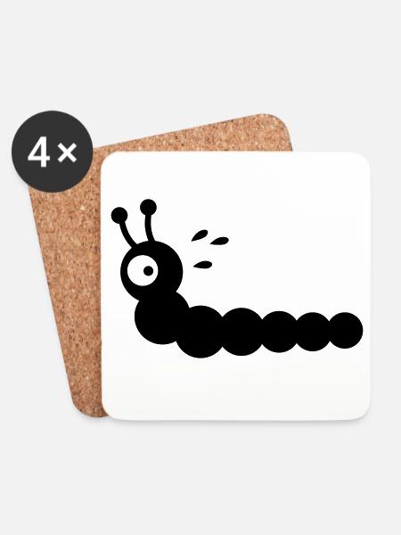 Angstschwitzender Wurm - Untersetzer (4er-Set) - Weiß