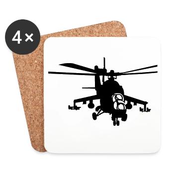 hélicoptère Mi-24 - Dessous de verre (lot de 4) - blanc - Devant
