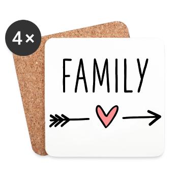 Family heart arrow love cupid cohesion - Coasters (set of 4) - white - Front