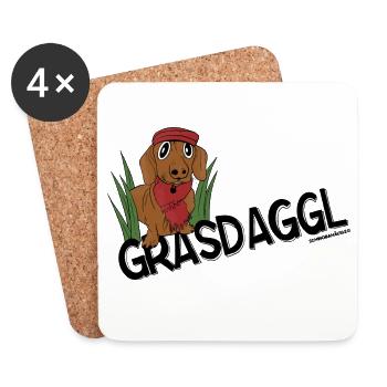 Der Grasdackel ein schwäbisches Haustier? - Untersetzer (4er-Set) - Weiß - Vorne