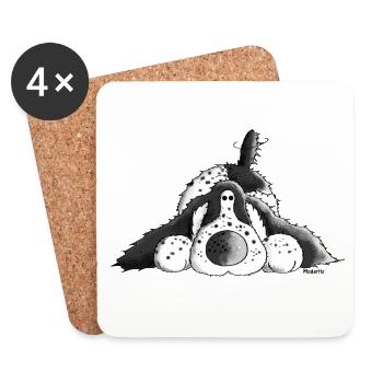 Fröhlicher Cocker Spaniel - Hund - Untersetzer (4er-Set) - Weiß - Vorne