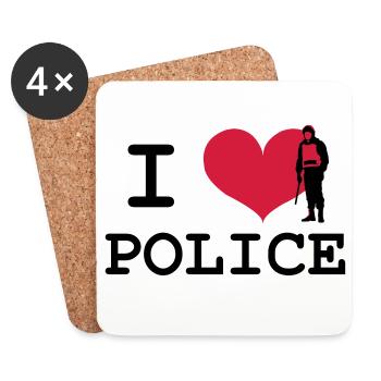 I Love Police - Untersetzer (4er-Set) - Weiß - Vorne