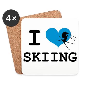 I Love Skiing - Coasters (set of 4) - white - Front