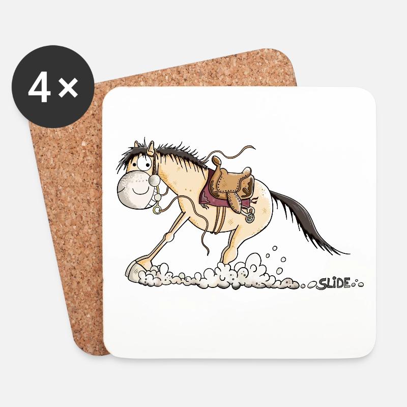 Westernpferd im Slide - Untersetzer (4er-Set) - Weiß