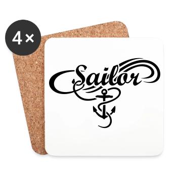 Sailor Anker Waves Segler Segel Segeln - Untersetzer (4er-Set) - Weiß - Vorne