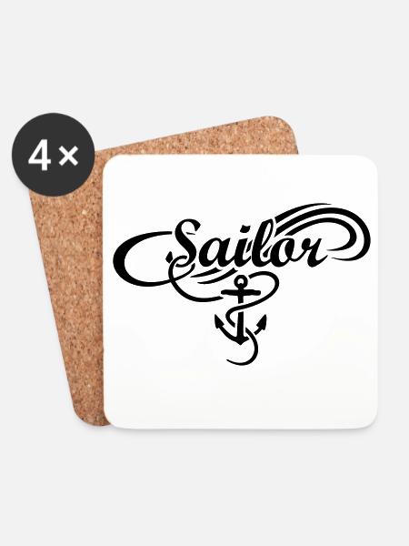 Sailor Anker Waves Segler Segel Segeln - Untersetzer (4er-Set) - Weiß