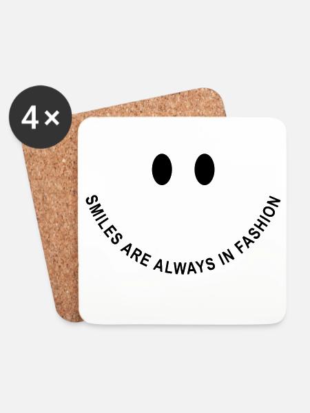 Smile-Face: Smiles are always in fashion! - Untersetzer (4er-Set) - Weiß