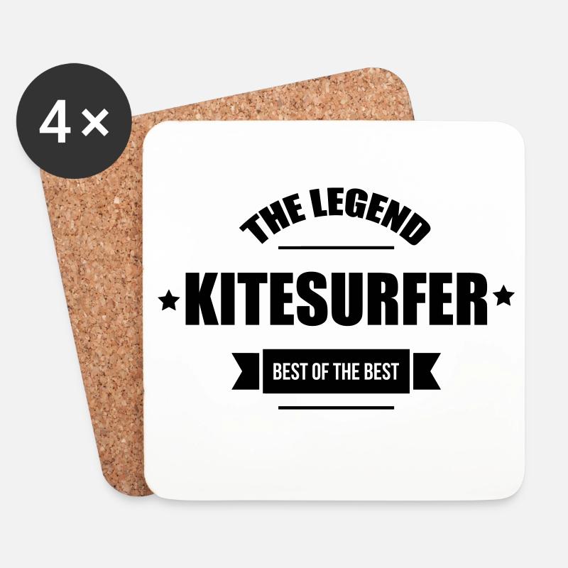 Kitesurfen / Kitesurfer / Kiteboarden / Kitesurf - Untersetzer (4er-Set) - Weiß