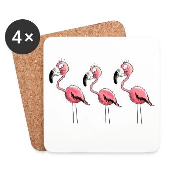 Three Flamingos - Coasters (set of 4) - white - Front