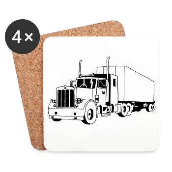 SCHWARZER LKW - Untersetzer (4er-Set) - Weiß - Vorne