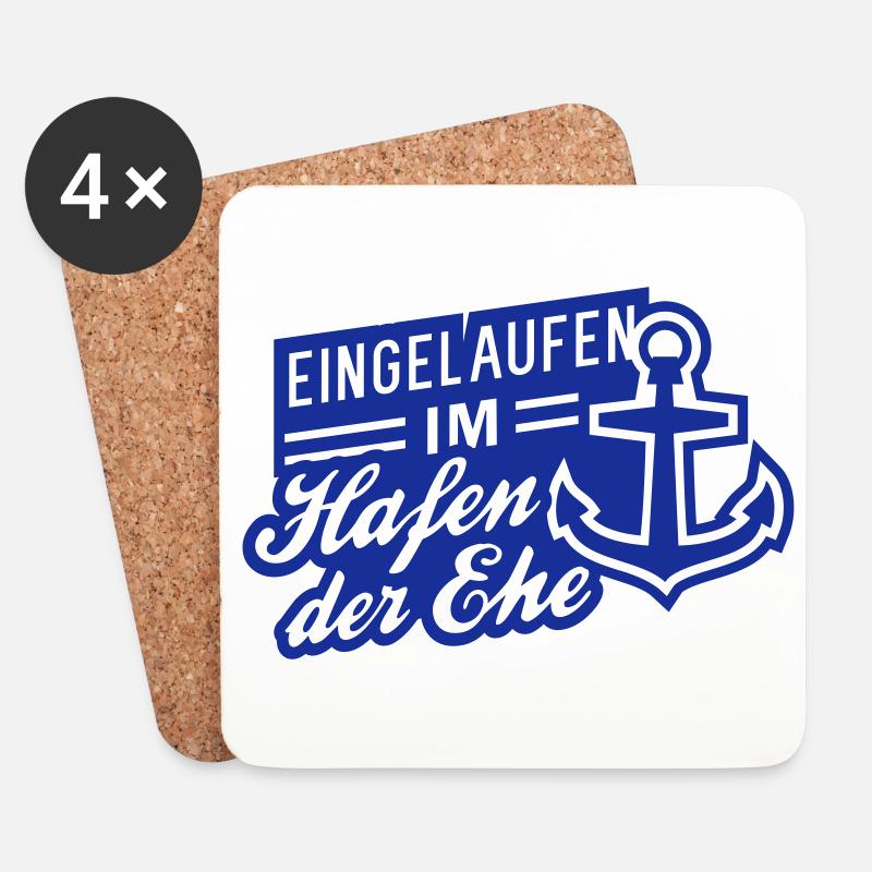 Hafen der Ehe (Anker) - Untersetzer (4er-Set) - Weiß