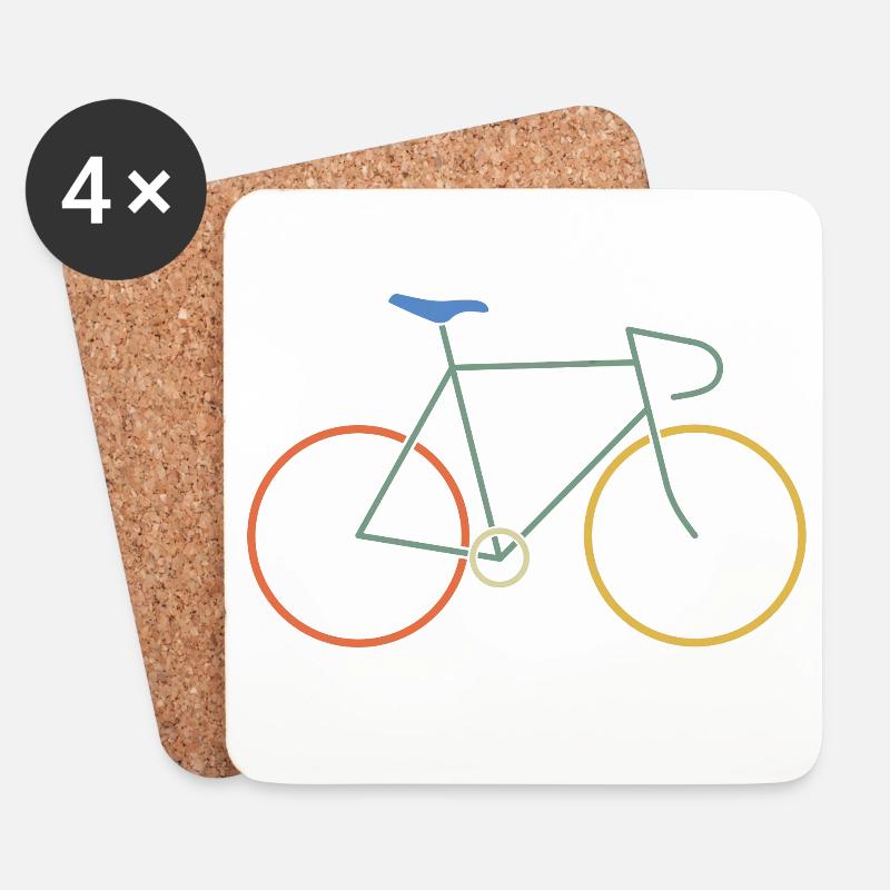 Rennrad bunt - Untersetzer (4er-Set) - Weiß