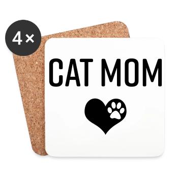 Cat Mom Katze Katzenmutter Katzenliebe Geschenk - Untersetzer (4er-Set) - Weiß - Vorne