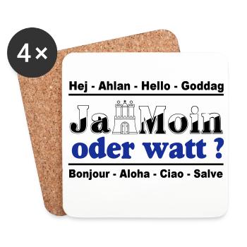 Hamburg , Tradition , Ja Moin oder watt (25) - Untersetzer (4er-Set) - Weiß - Vorne