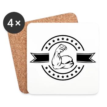 muskeln arm bizeps logo - Untersetzer (4er-Set) - Weiß - Vorne