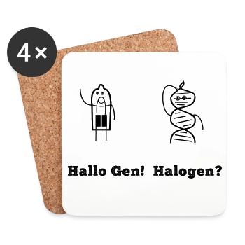 Wortwitz DNA Halogen Gen Hallo Elektrik Bio - Untersetzer (4er-Set) - Weiß - Vorne