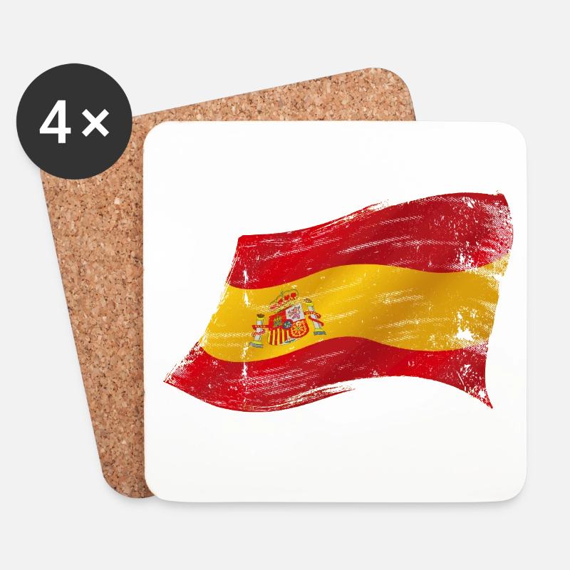 Bandera España ✅ Spanische Flagge ✔ - Untersetzer (4er-Set) - Weiß