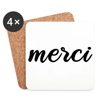 Merci France Thank you French - Coasters (set of 4) - white - Front