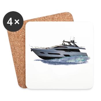 Motorboot - Untersetzer (4er-Set) - Weiß - Vorne