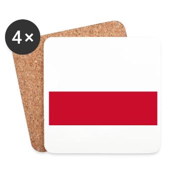 Drapeau de la Pologne - Dessous de verre (lot de 4) - blanc - Devant