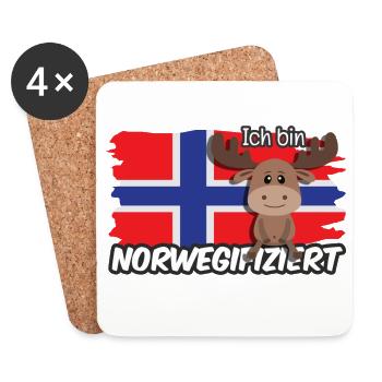 Ich bin Norwegifiziert Spruch Flagge Elch - Untersetzer (4er-Set) - Weiß - Vorne