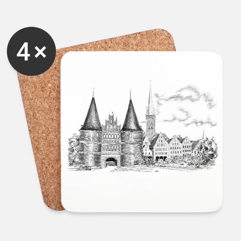 Lübeck - Untersetzer (4er-Set) - Weiß