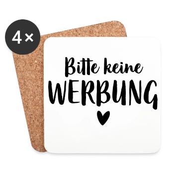 Bitte keine Werbung Herz Briefkasten - Untersetzer (4er-Set) - Weiß - Vorne