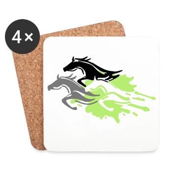 chevaux - étalon - jument - poulain - Dessous de verre (lot de 4) - blanc - Devant