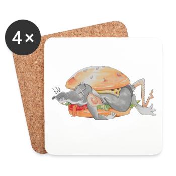 Ratfoodz 'Je peux Haz Ratzburger (Backprint) @ Ratz - Dessous de verre (lot de 4) - blanc - Devant