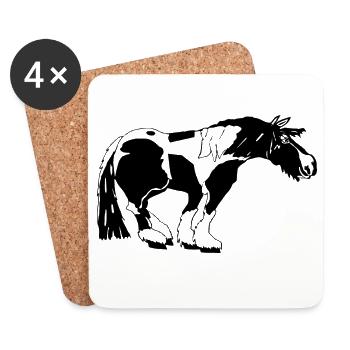 Tinker drôle, Tinker Spot, Gipsy Horse - Dessous de verre (lot de 4) - blanc - Devant