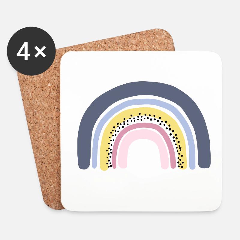 Regenbogen pastell - Untersetzer (4er-Set) - Weiß
