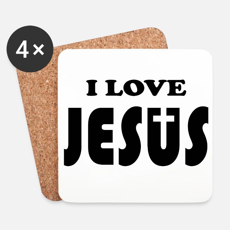 I love Jesus - Untersetzer (4er-Set) - Weiß